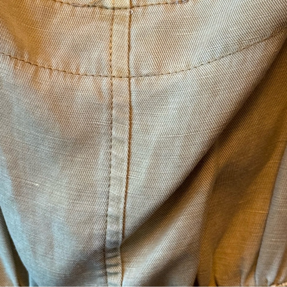 Sundance Tencel Linen Blend Midi Dress L Button Down Sleeveless Beige Yellow - Picture 12 of 16